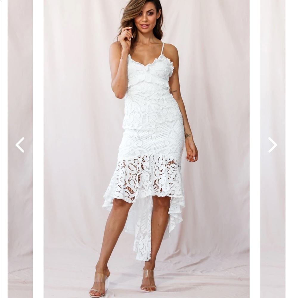 White lace high low dress from Selfie Leslie